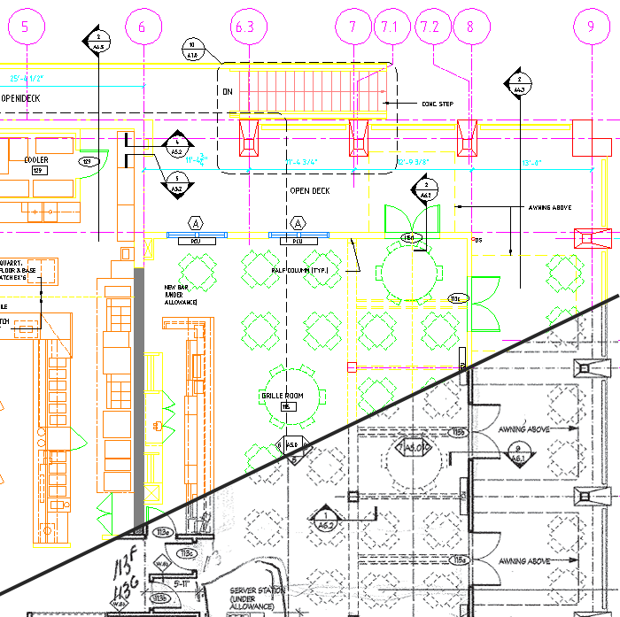 Illustration of Architectural Drawing Conversion